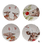 Deer Friends White Dessert Plates S/4