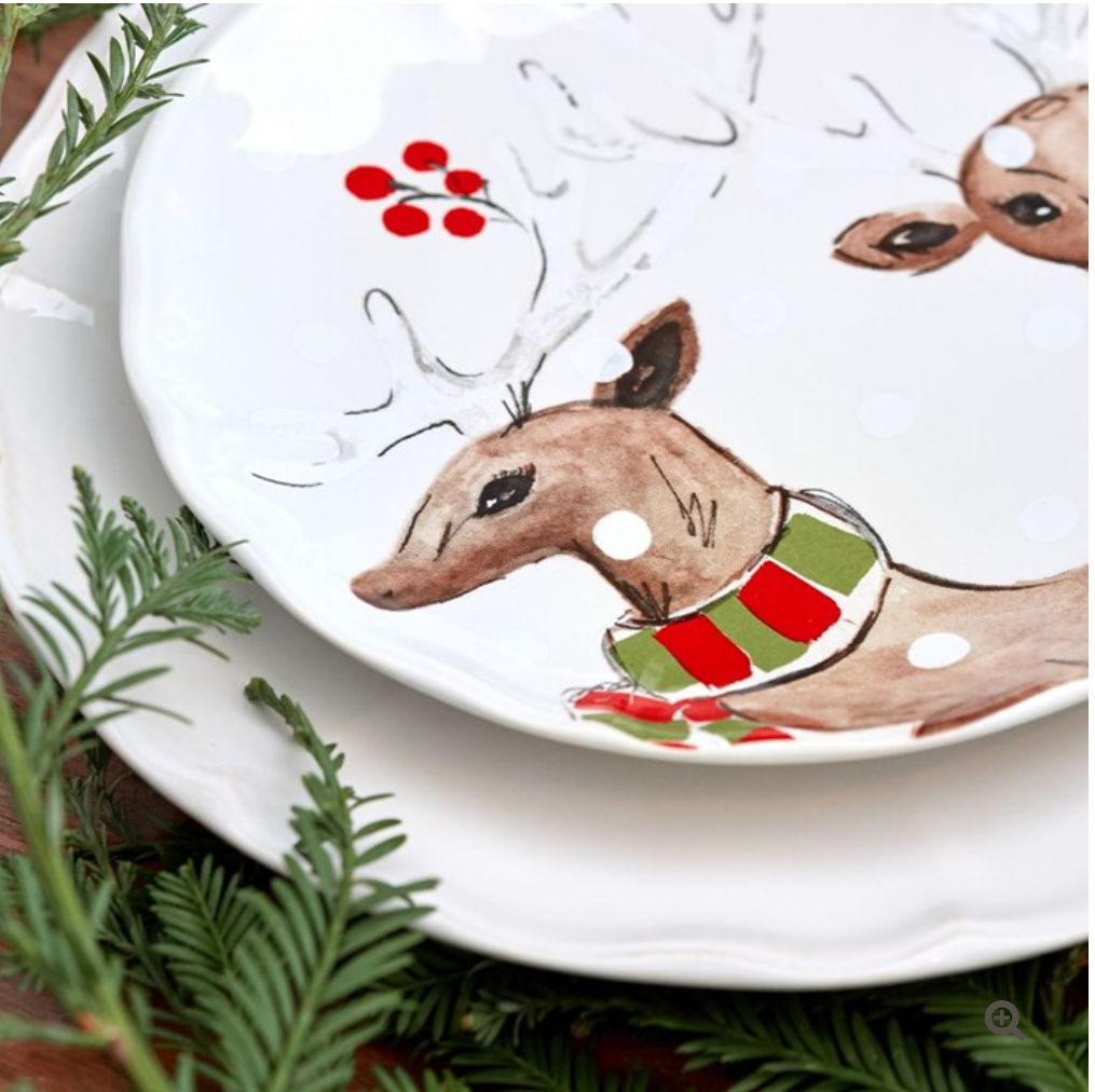Deer Friends White Dessert Plates S/4