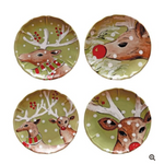 Deer Friends Green Dessert Plates S/4