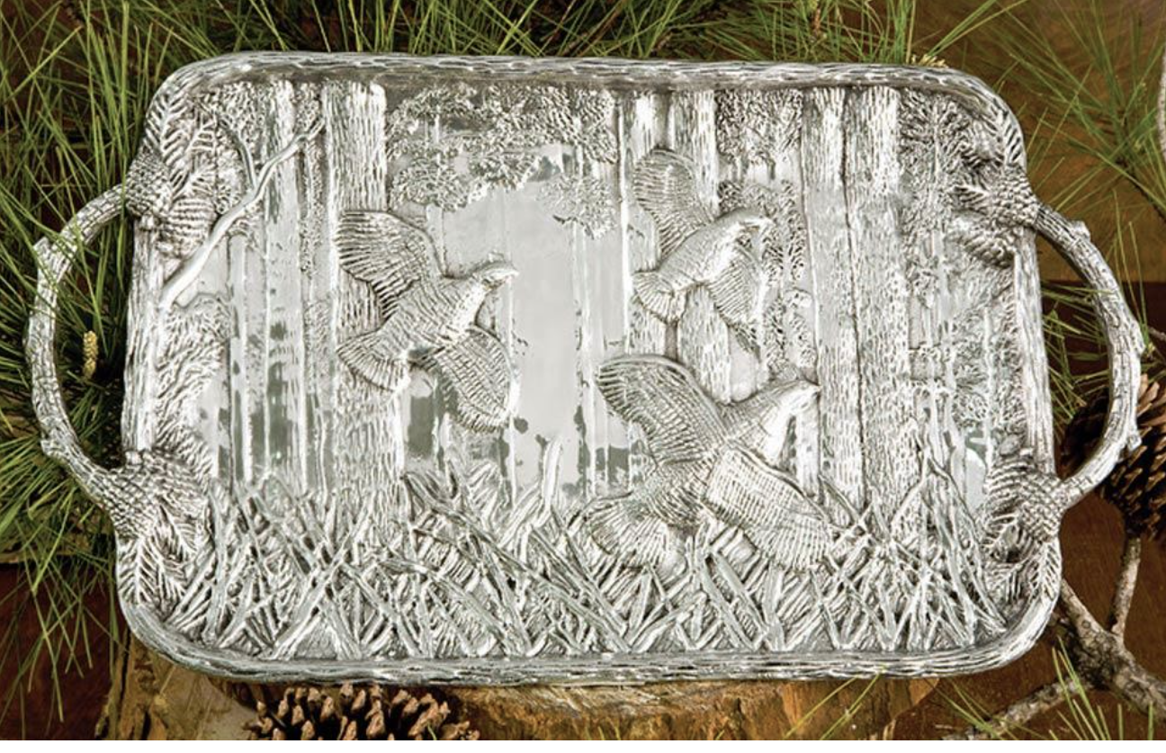 Garden Quail Tray w/ Twig Handles