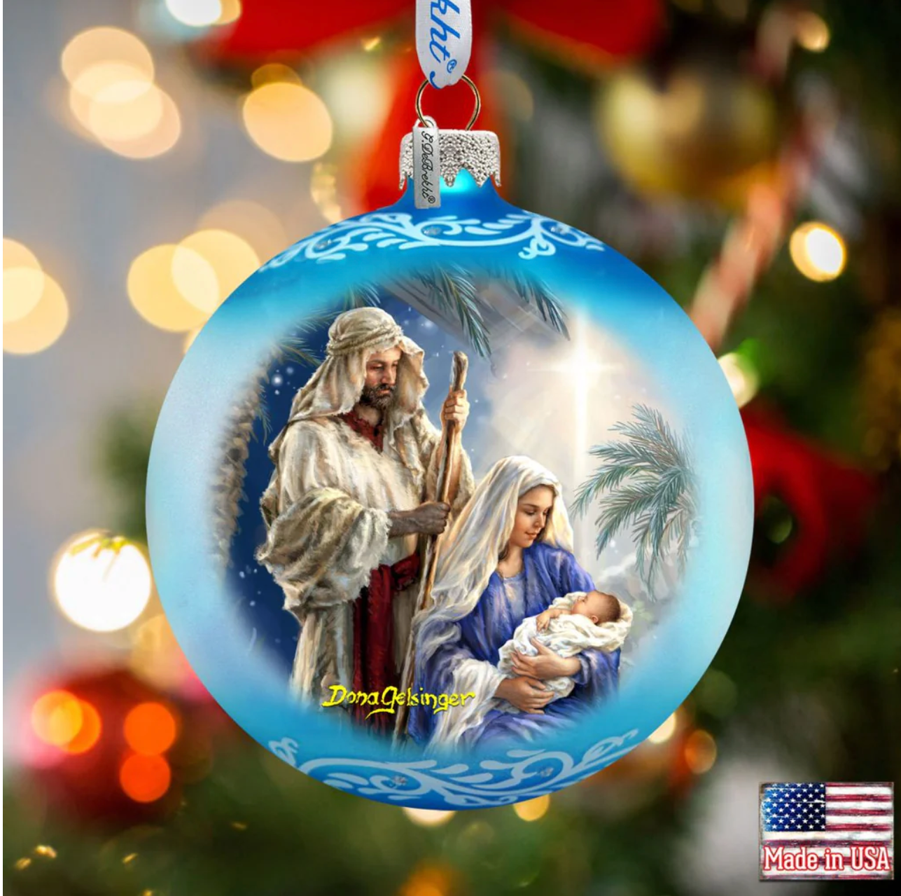 G.DeBrekht Artistic Studios - Holy Night Glass Ornament, handpainted LE by Dona Gelsinger