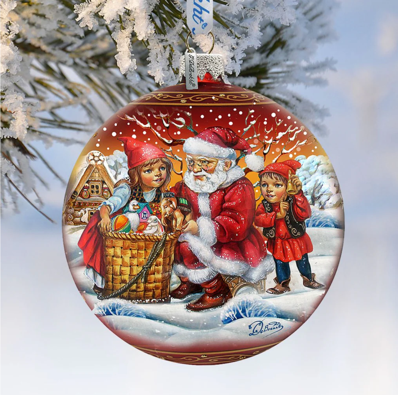 G.DeBrekht Artistic Studios - Retro Christmas Glass Ornament, handpainted LE G.DeBrekht