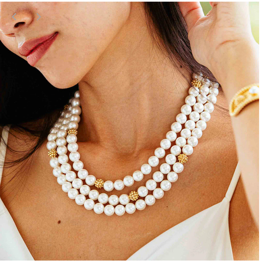 Capucine De Wulf Berry & Bead Triple Strand Necklace, 18"+2" - Pearl