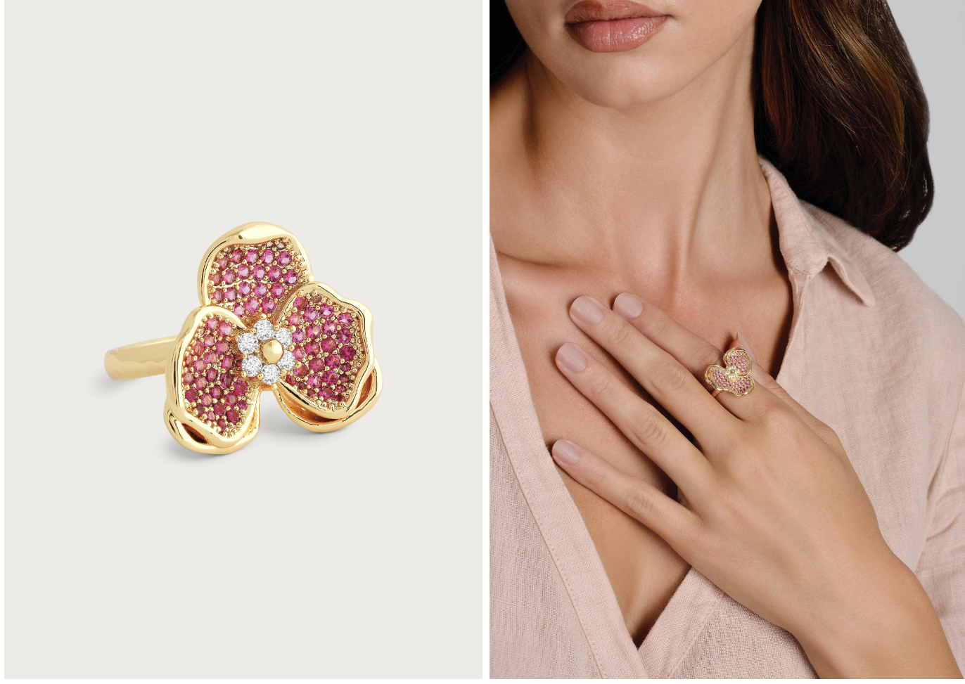 Anabel Aram Orchid Pave Ring