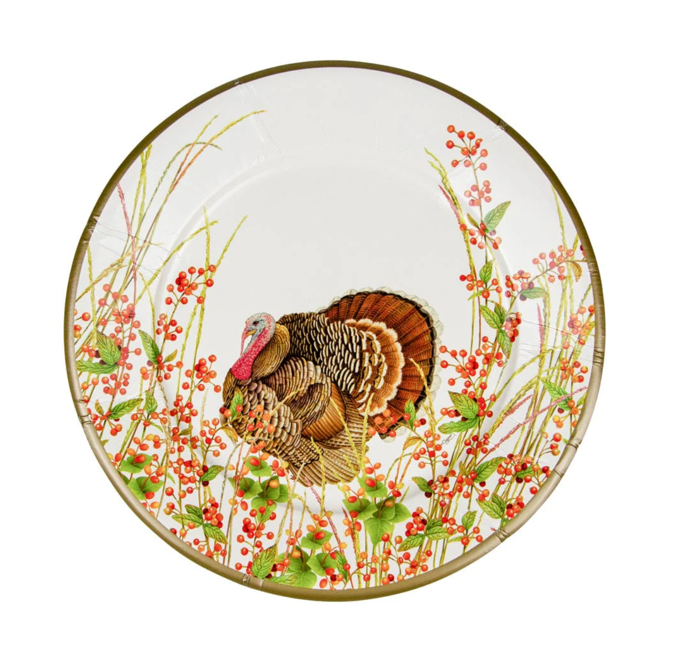 Caspari Turkey & Berries Dinner Plates - 8 Per Package