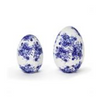 Blue & White Paper Mache Floral Pattern Eggs (2 Sizes)