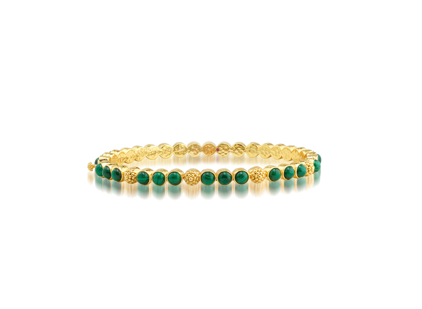 Capucine De Wulf Berry Gem Petite Hinged Bangle - Malachite
