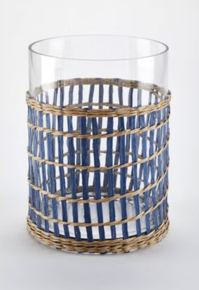 Blue Wicker Wrap lantern