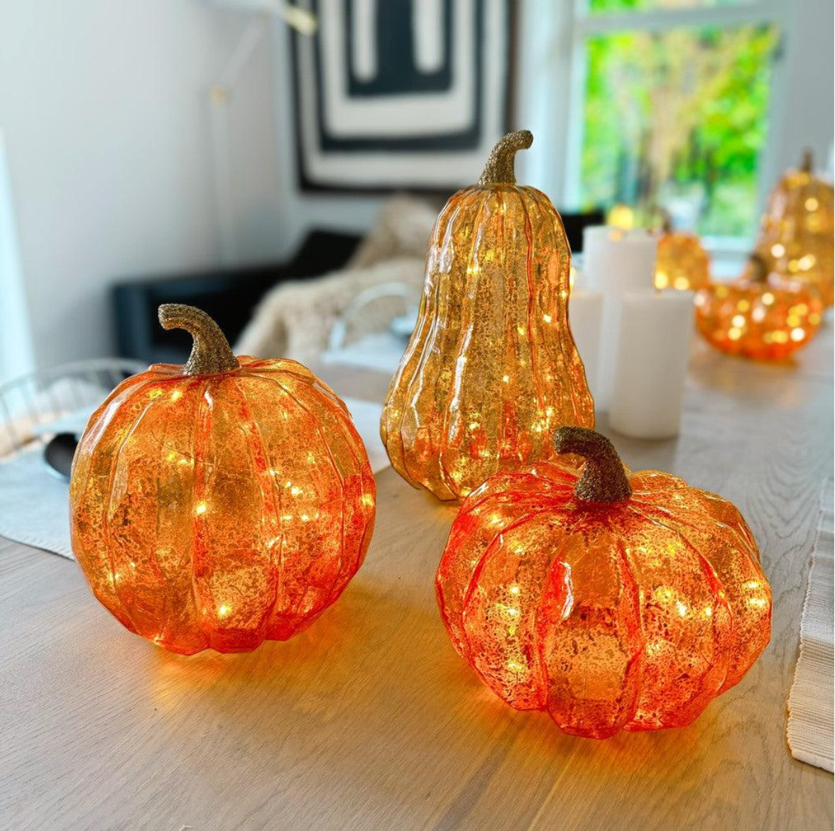 Glass Pumpkin Lights (2 Sizes)