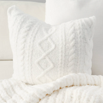 Chenille Cable Knit White Pillow