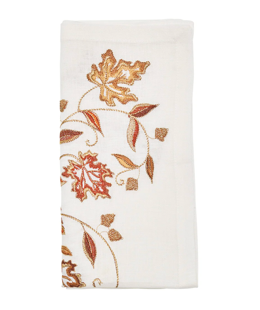 Kim Seybert Harvest Napkin in White & Multi (Sold Individually)