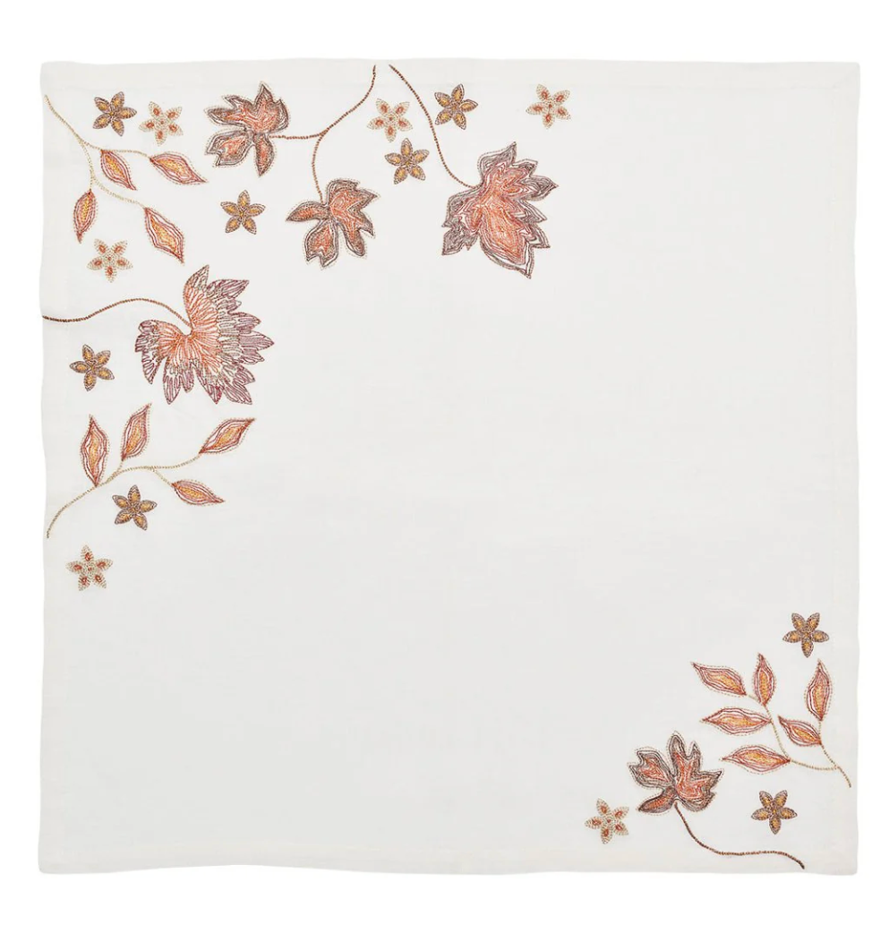 Kim Seybert Maple Hues Napkin in White & Multi (Set/4)