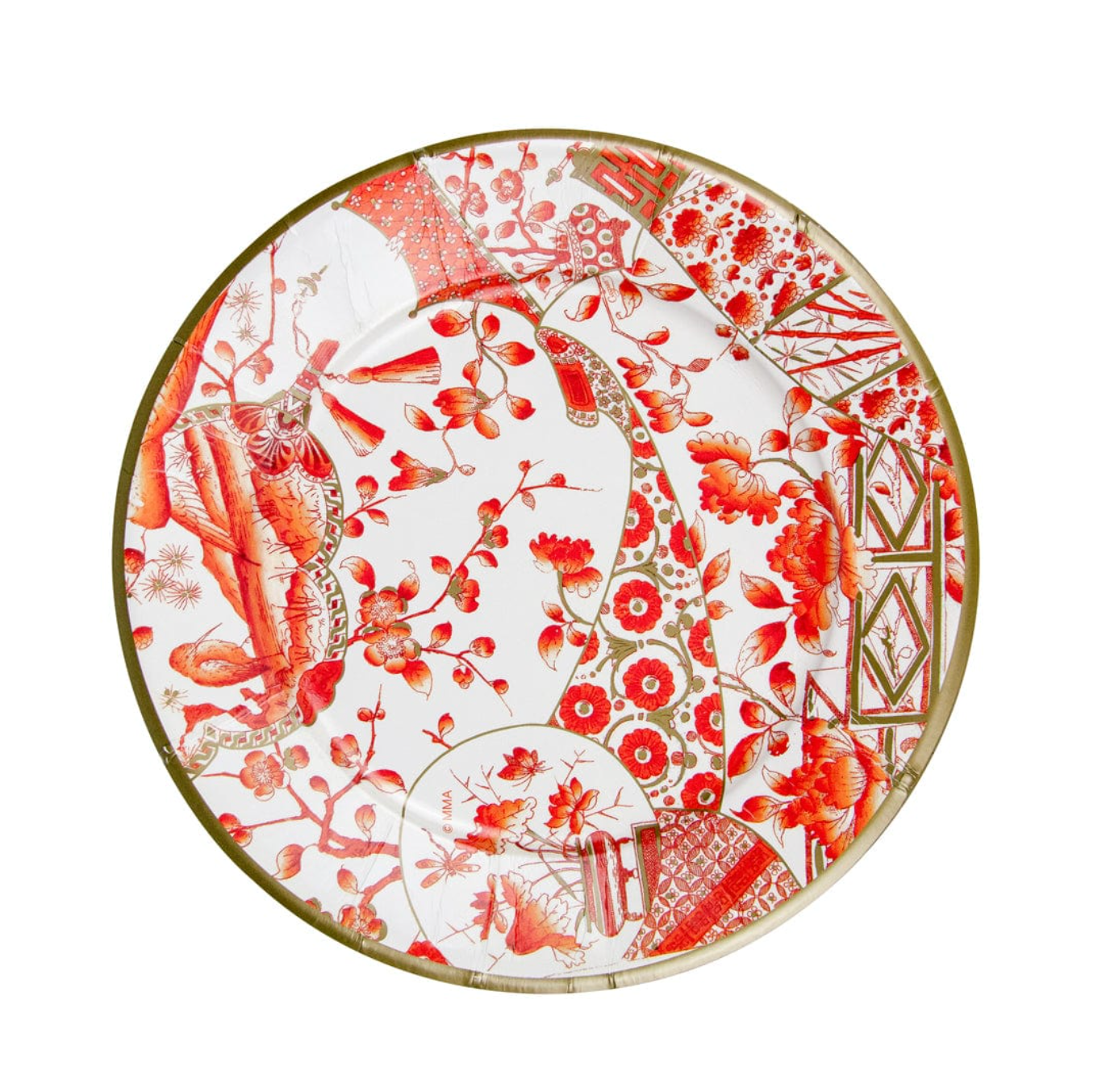 Gilded Porcelain Coral Paper Dinner Plates - 8 Per Package