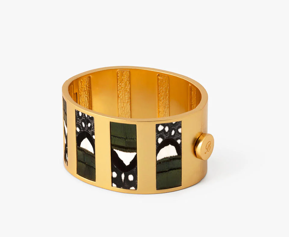 Brackish Sage Striped Hinge Cuff