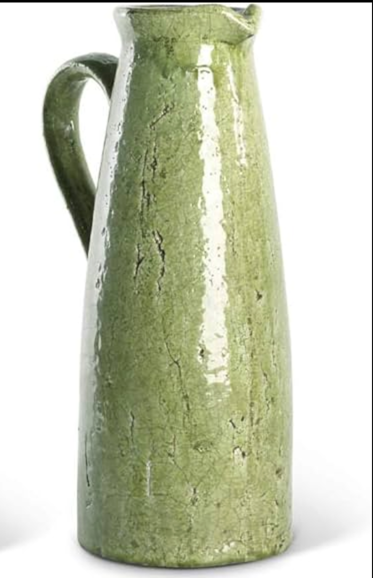 Ceramic Green Crackled Pitcher (Multiple Sizes)