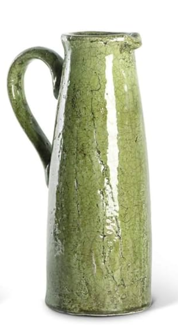 Ceramic Green Crackled Pitcher (Multiple Sizes)