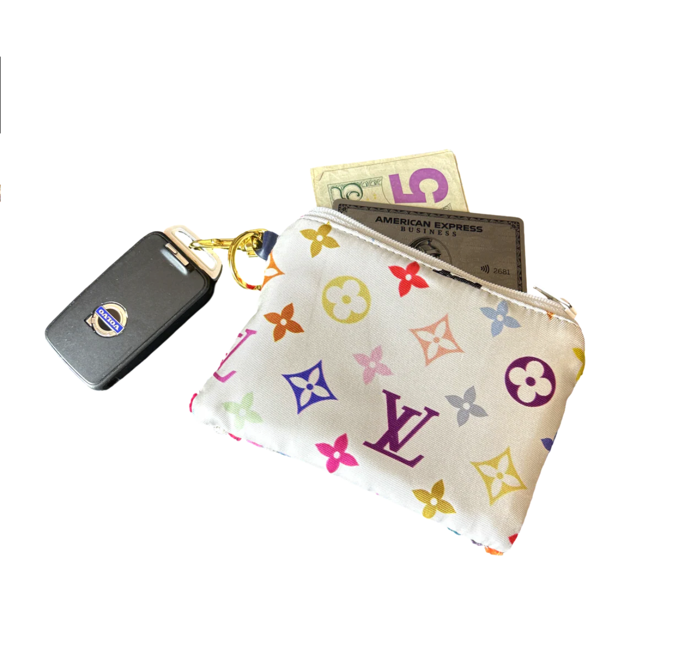 Vintage Silk Scarf Coffee Run/Key Bag