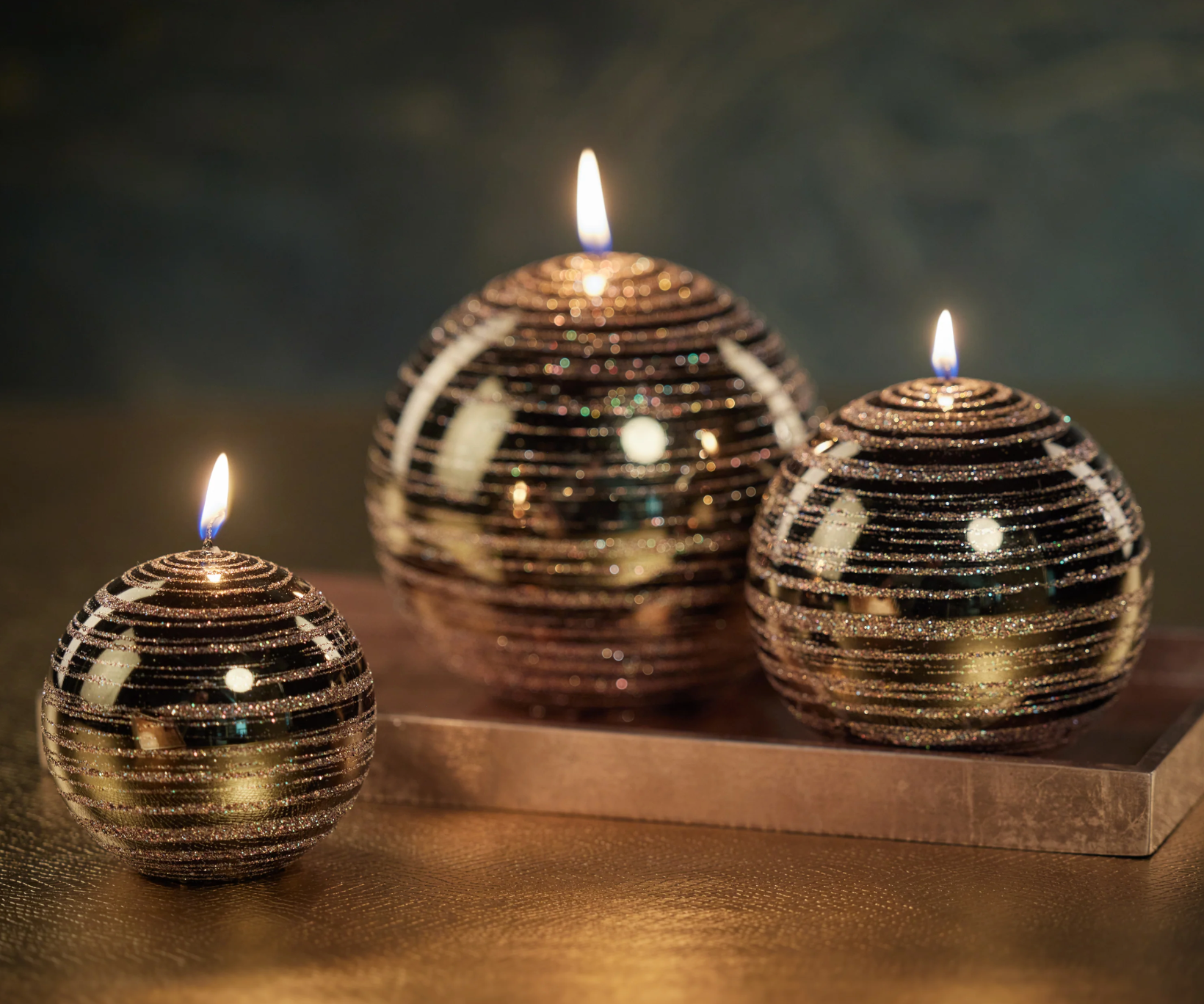 Green and Gold Metallic 6" Candle