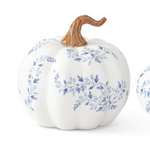 White With Blue Floral Ceramic Pumpkins