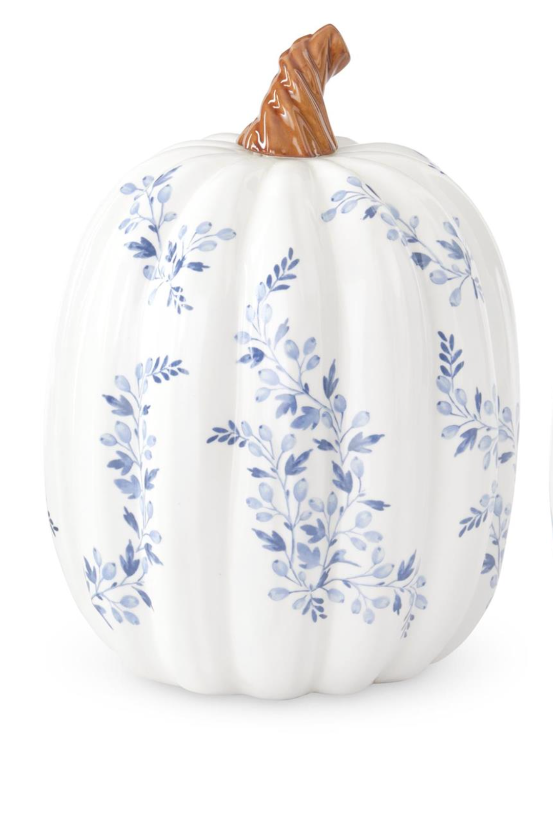 White With Blue Floral Ceramic Pumpkins