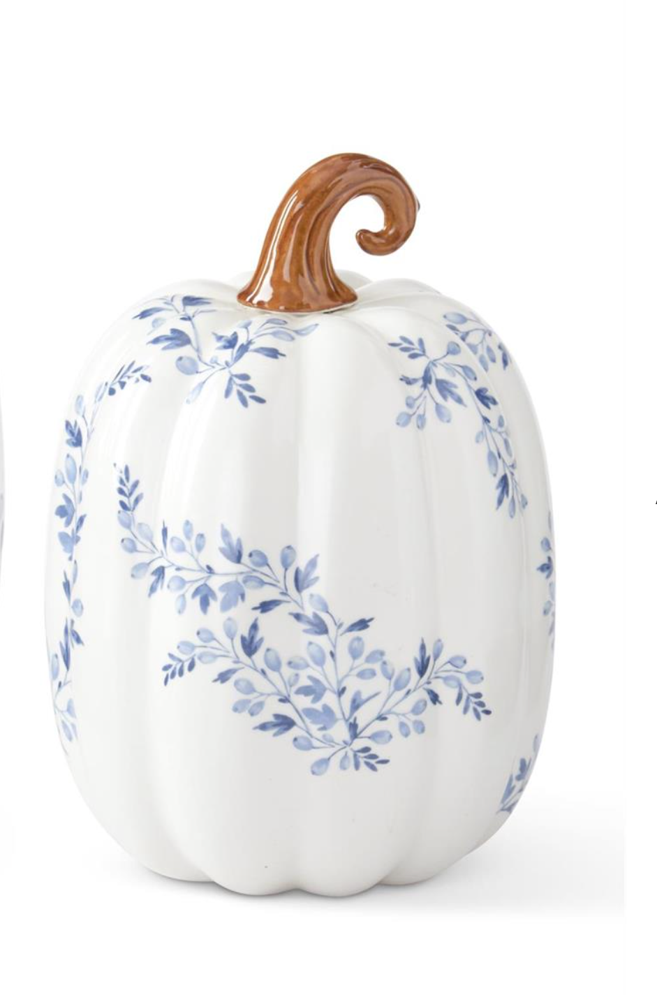 White With Blue Floral Ceramic Pumpkins