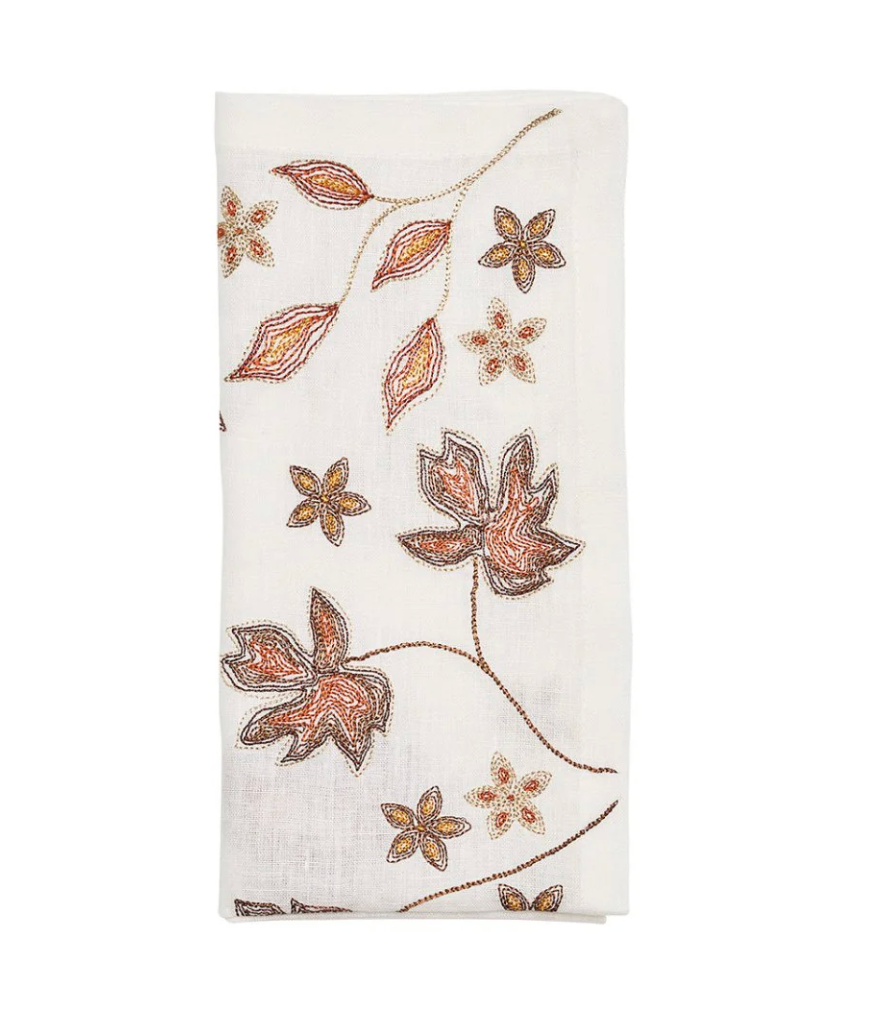 Kim Seybert Maple Hues Napkin in White & Multi (Set/4)