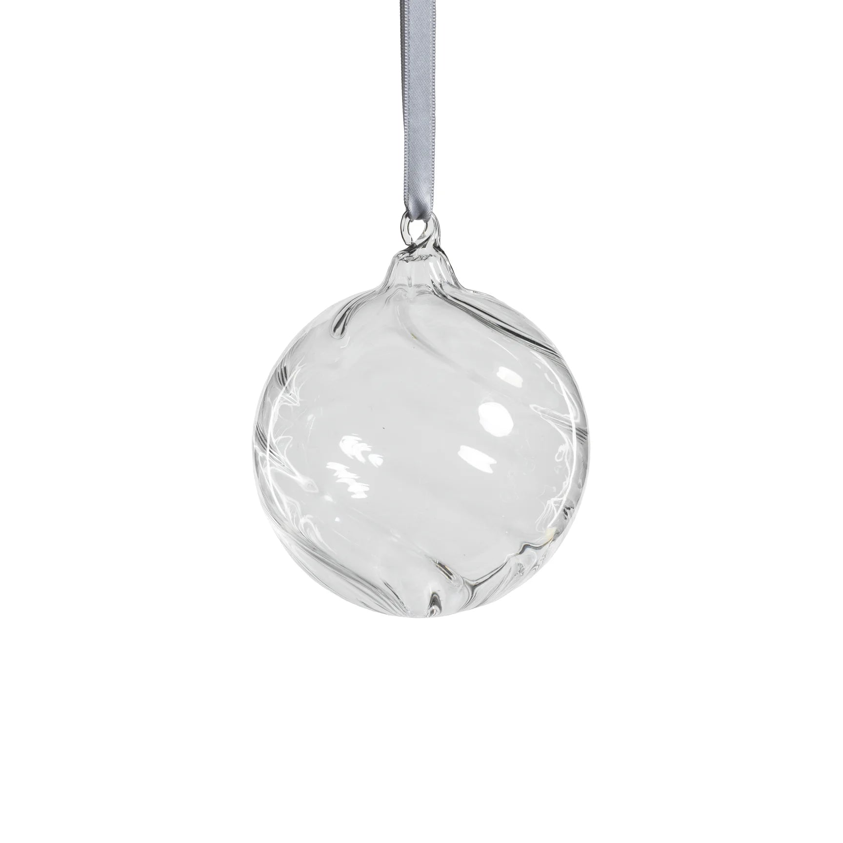 Swirl Blown Glass Ornament - Clear - Medium