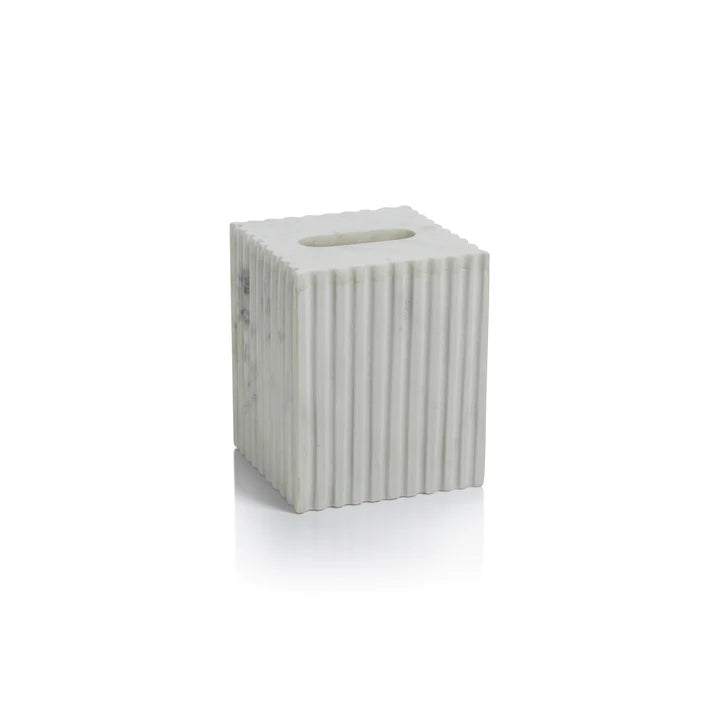 Camogli Fluted White Marble Tissue Box