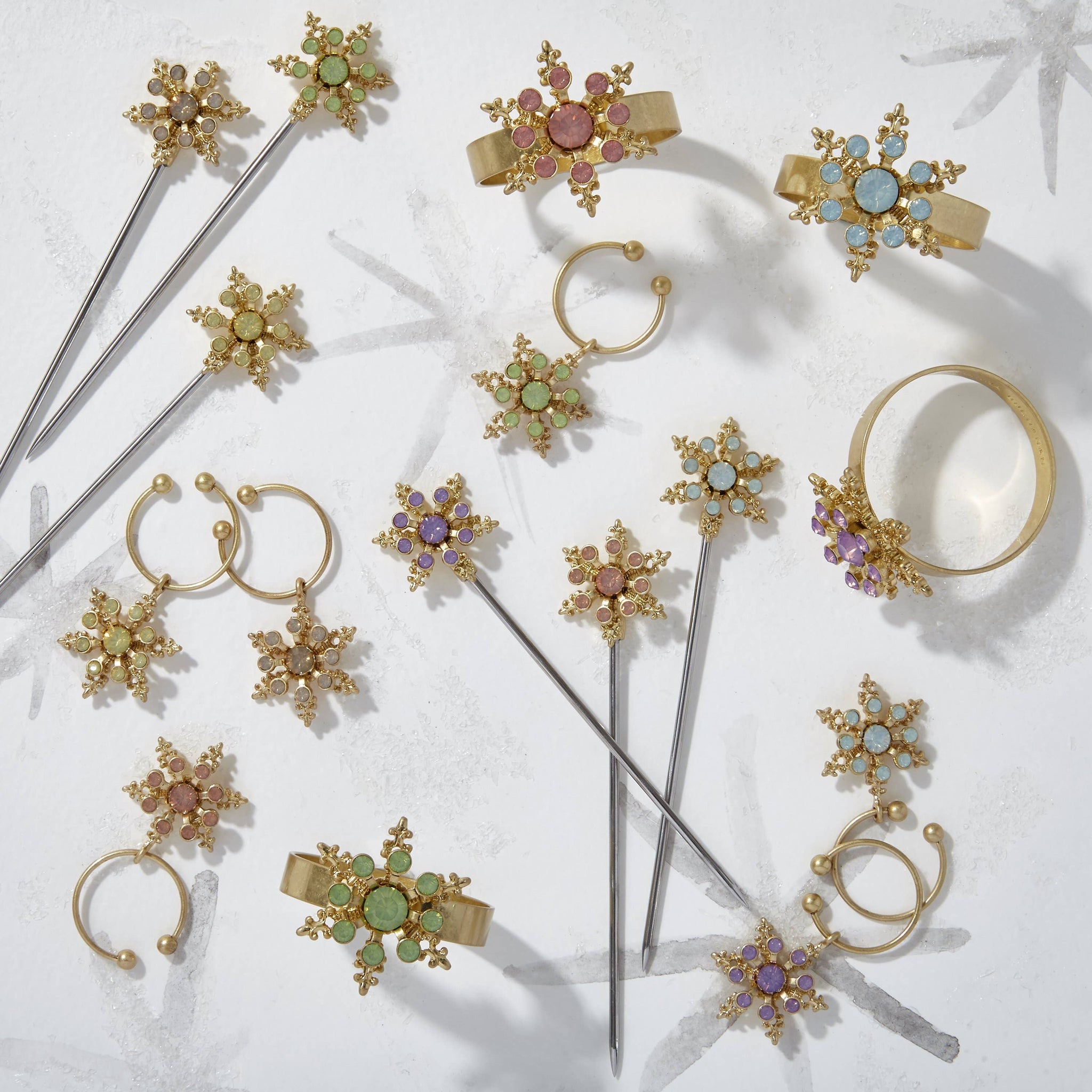 Joanna Buchanan - Snowflake wine charms pastel