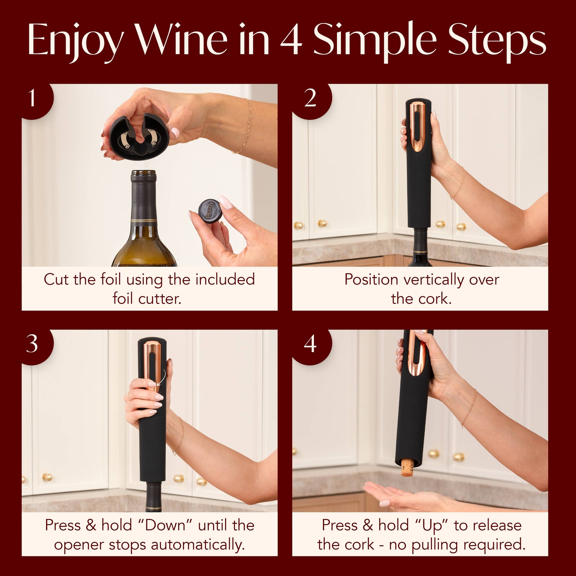 Vin Fresco - Vin Fresco Electric Wine Opener, Battery-Powered Corkscrew