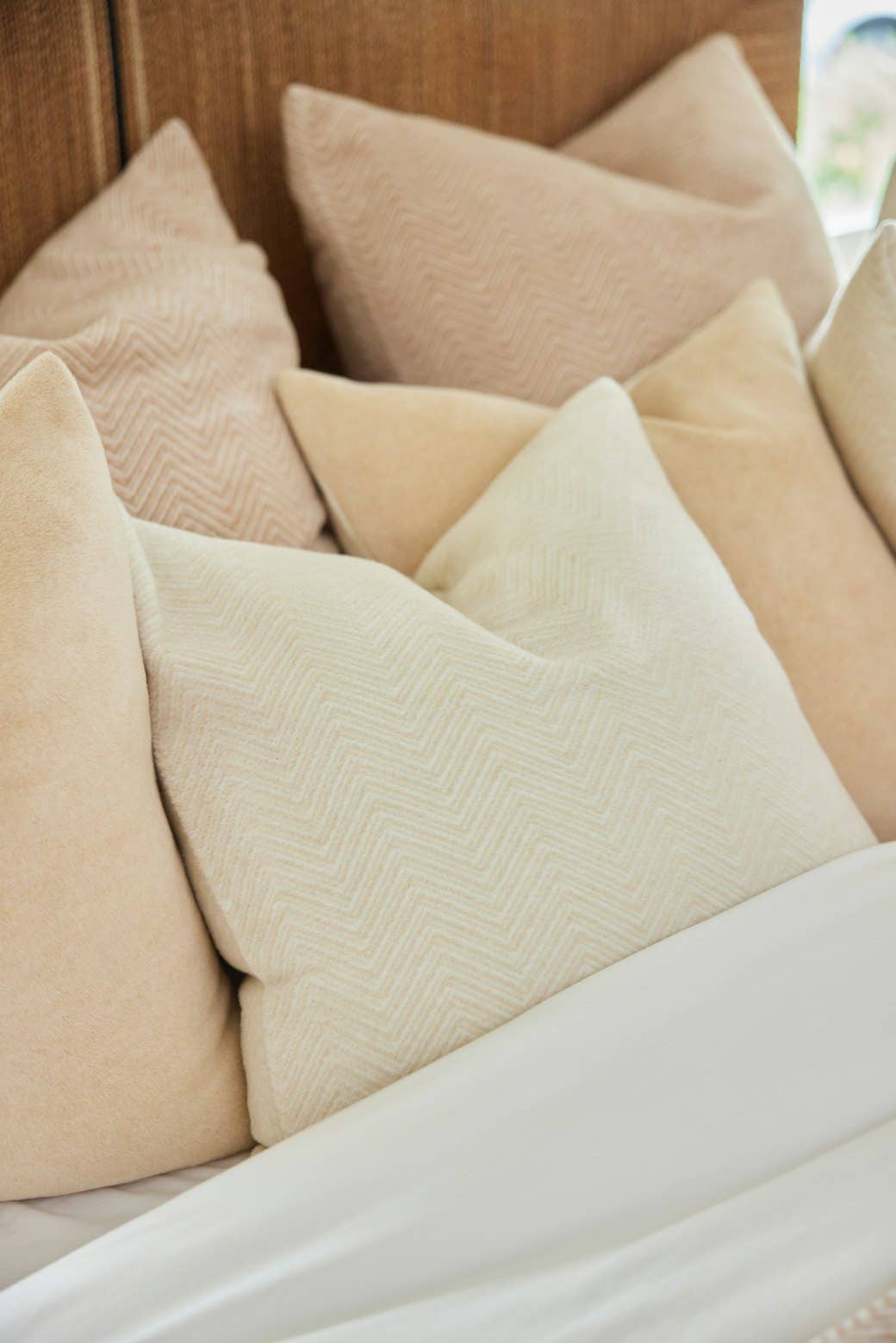 ChappyWrap - Bayside Herringbone Cream Throw Pillow