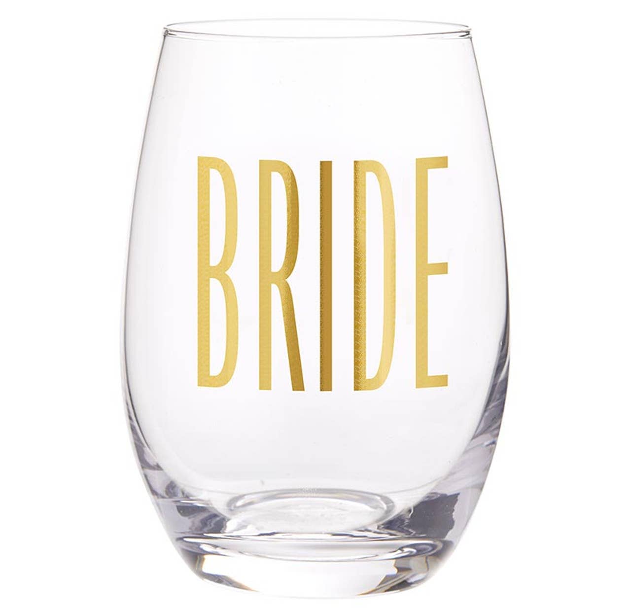 Gold Foil Stemless Wine Glass - Bride
