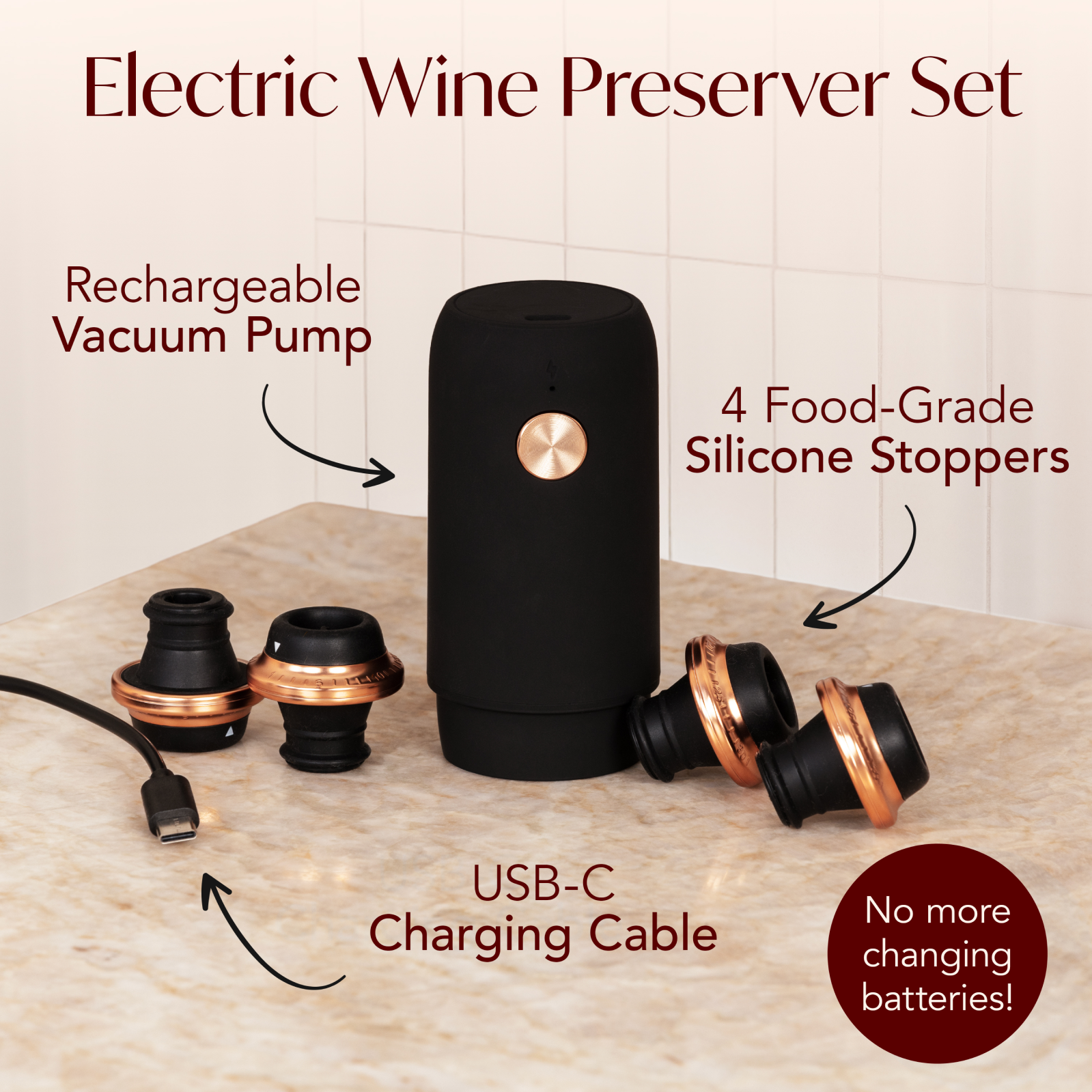 Vin Fresco - Vin Fresco Electric Wine Preserver, Vacuum Wine Saver