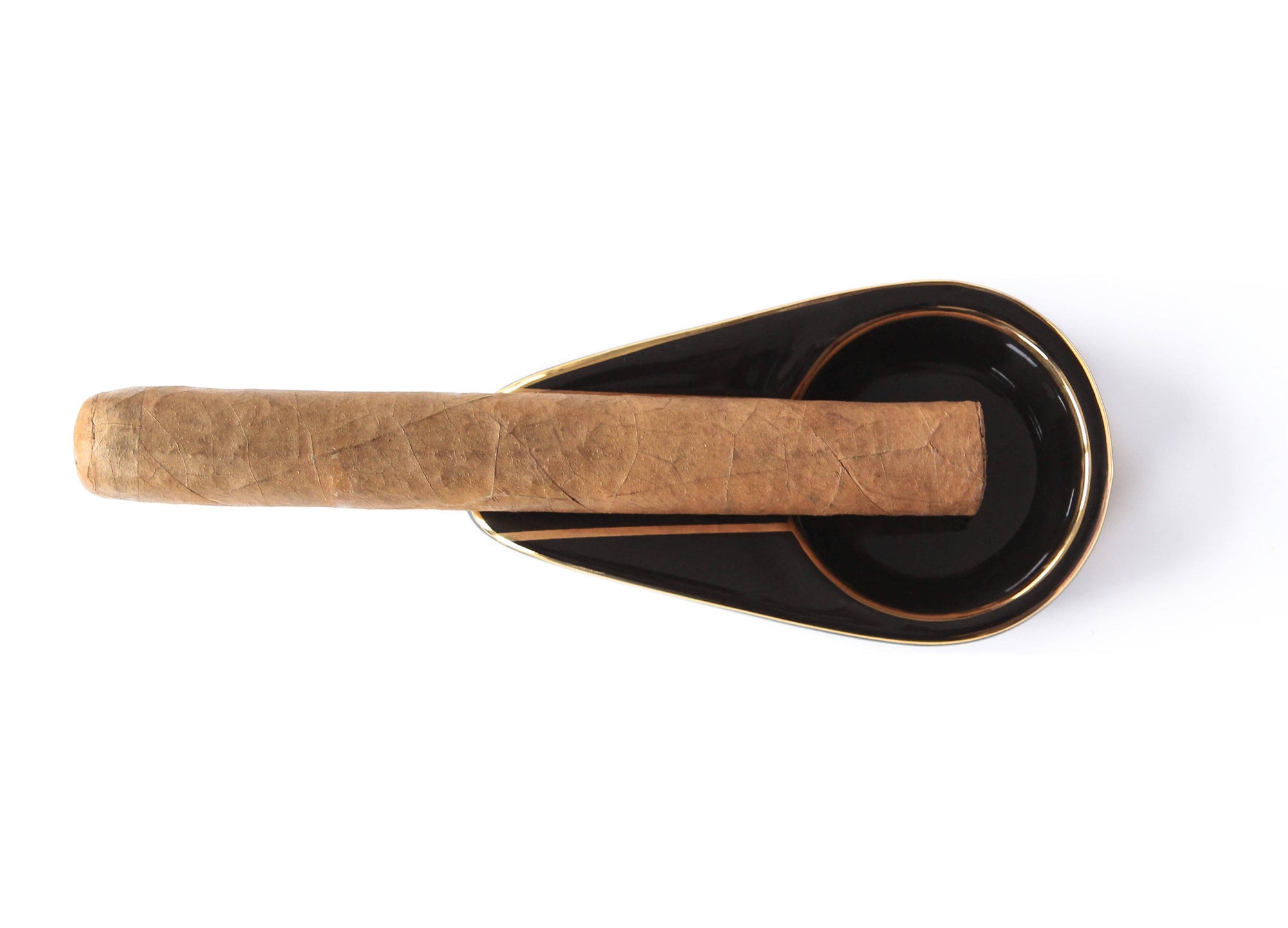 Case Elegance - Single Black and Gold Inlay Ceramic Ashtray