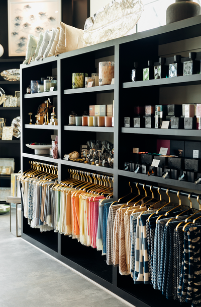 Store shelves at Black Tie Beach