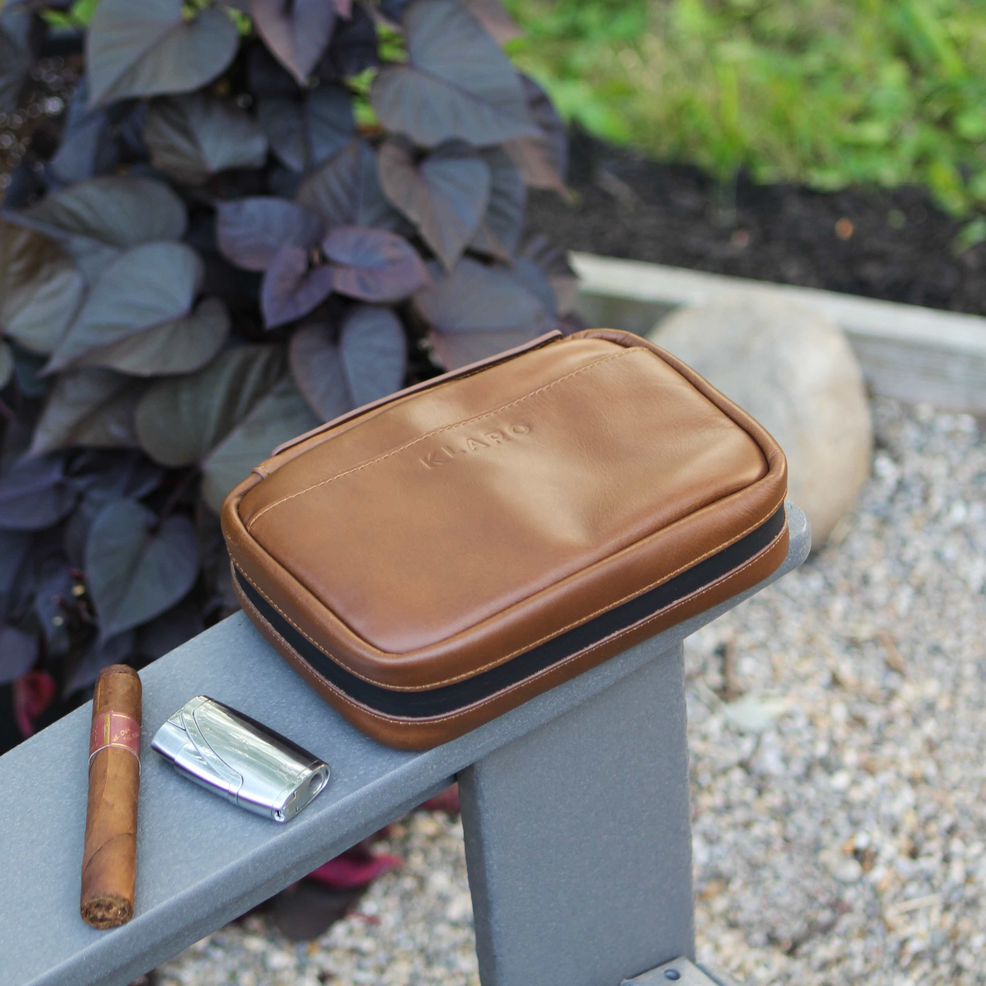 Case Elegance - Brown Flint Travel Leather Cigar