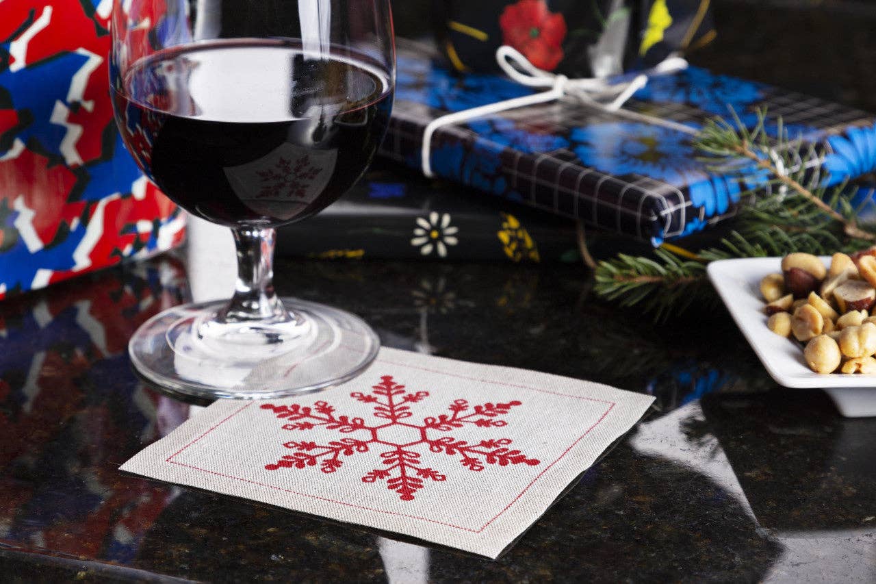 Five Star Napkins Inc. - Natural Snowflake Linen Cocktail Napkins - 50x