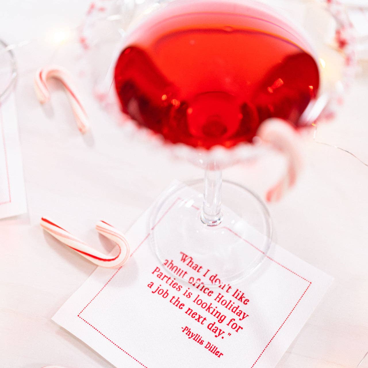 Five Star Napkins Inc. - Christmas Quotes White Cotton Cocktail Napkins x 50
