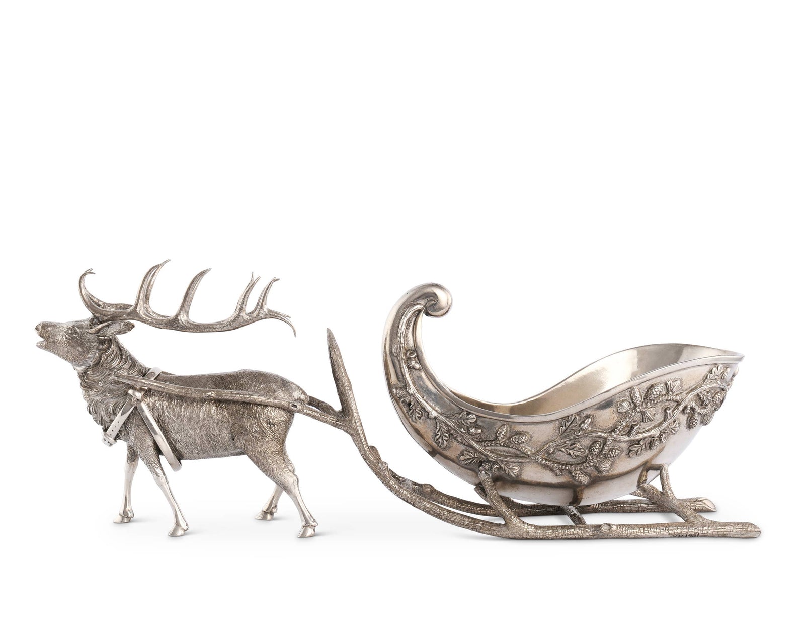 Vagabond House - Pewter Reindeer Sleigh Centerpiece