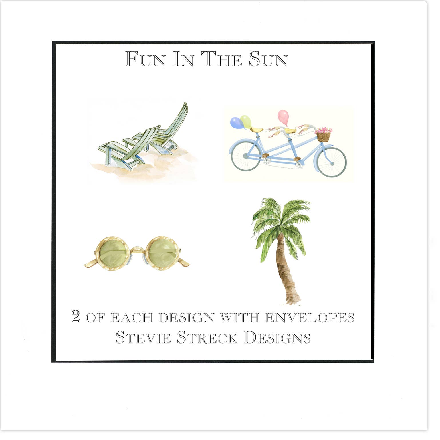 Stevie Streck Designs - Note Cards Boxed - Fun in the Sun