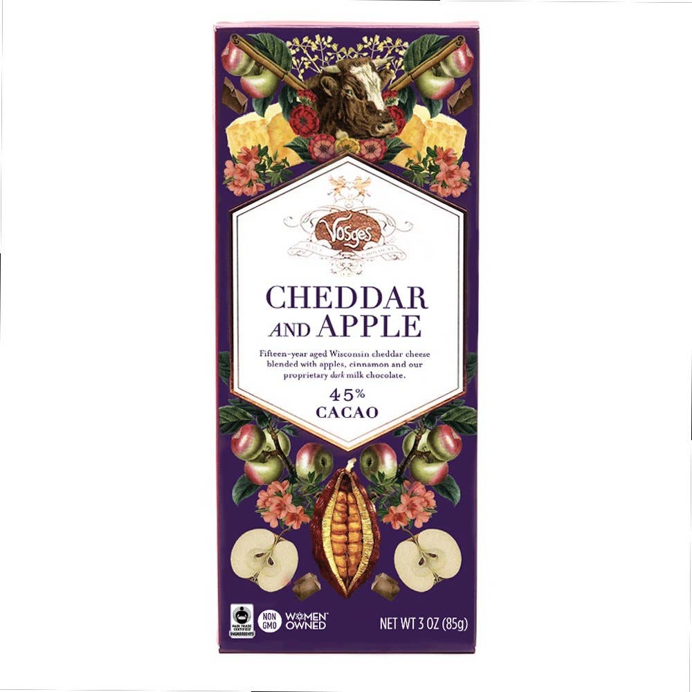 Vosges Haut-Chocolat - Dark Chocolate Bar w/ Cheddar Cheese, Apples & Cinnamon