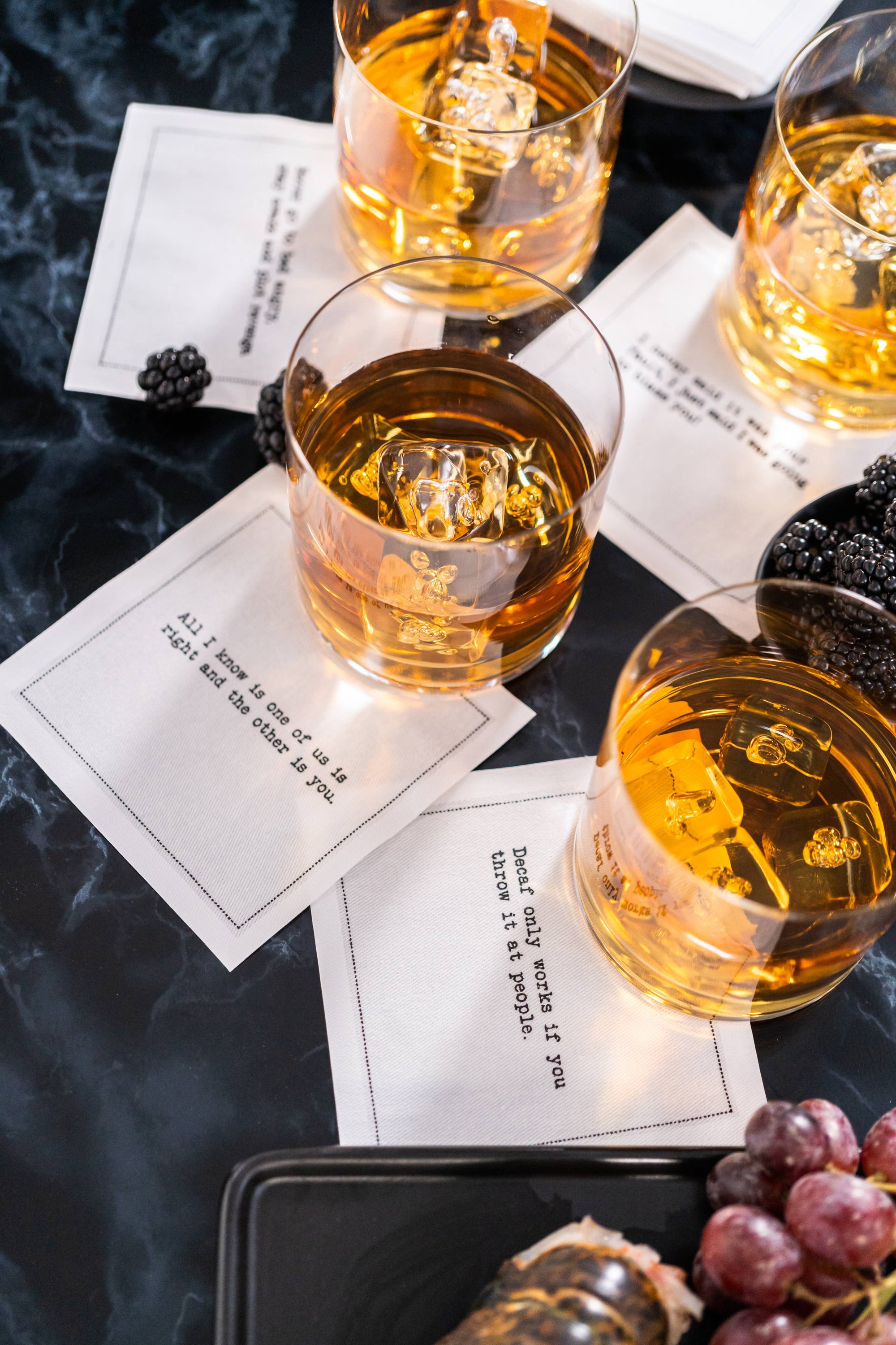 Five Star Napkins Inc. - Subversive Quotes - White Cotton Cocktail Napkins x 50