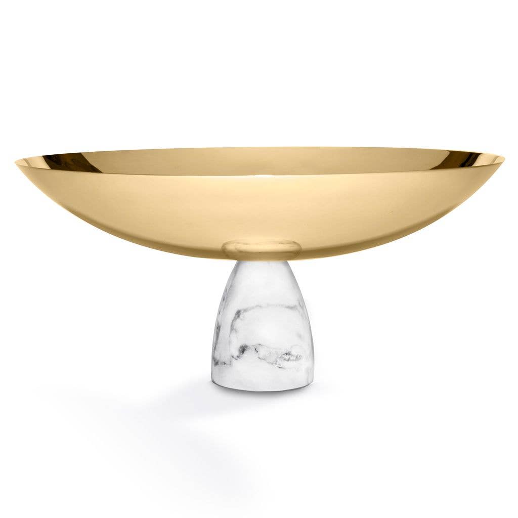 ANNA New York - Coluna Fruit Bowl, Carrara Marble & Gold