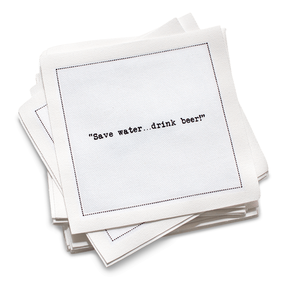 Five Star Napkins Inc. - Beer Quotes - White Cotton Cocktail Napkins x 50