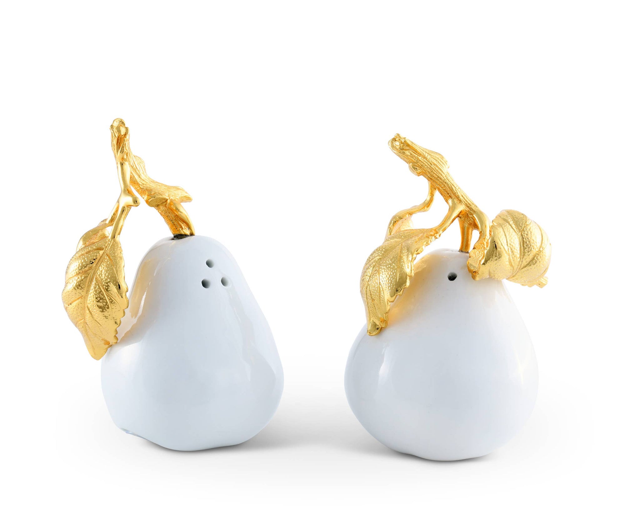 Vagabond House - Porcelain Pear Salt and Pepper with Gold Leaf
