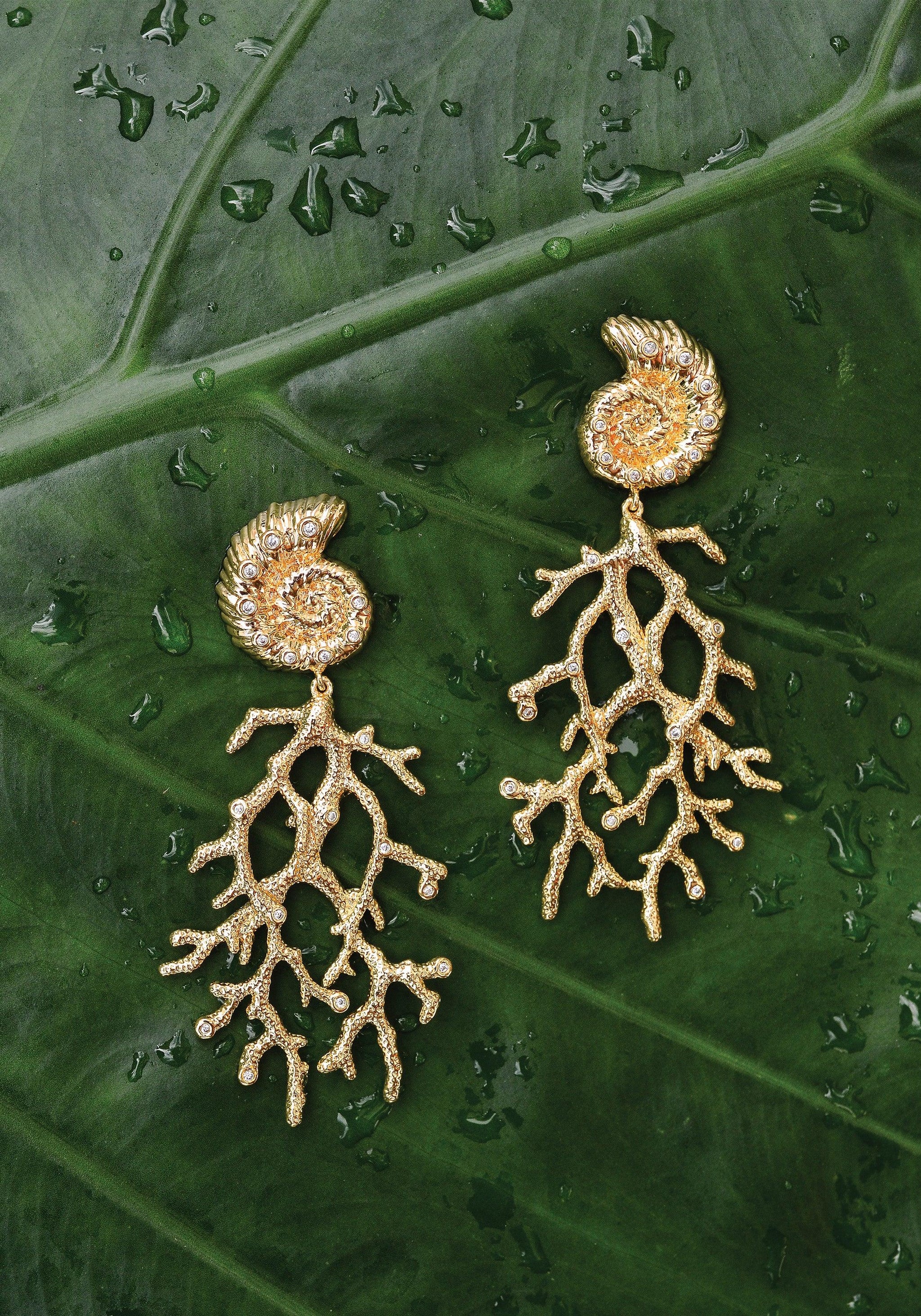 Anabel Aram Shell w/ Coral Drop Earrings