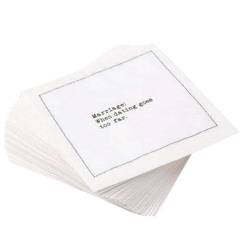 Five Star Napkins Inc. - Marriage Quotes - White Cotton Cocktail Napkins x 50
