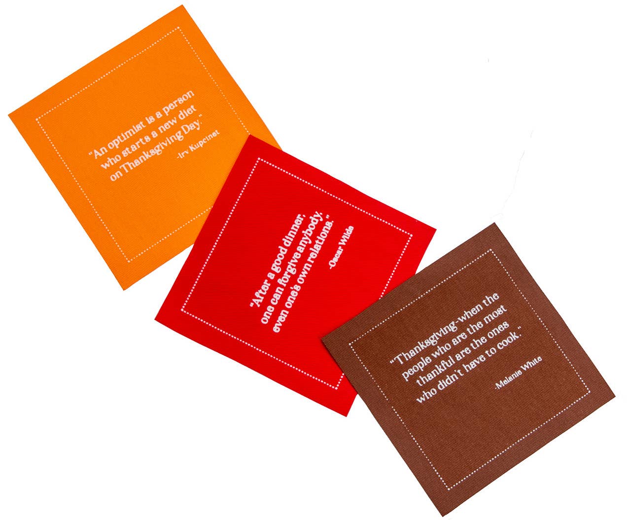 Five Star Napkins Inc. - Thanksgiving Quotes- Tri Color Cotton Cocktail Napkins x 50