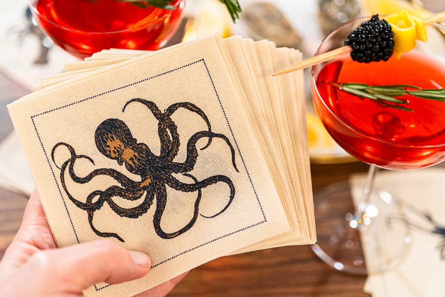 Five Star Napkins Inc. - Crustacean Cotton Cocktail Napkins - 50x