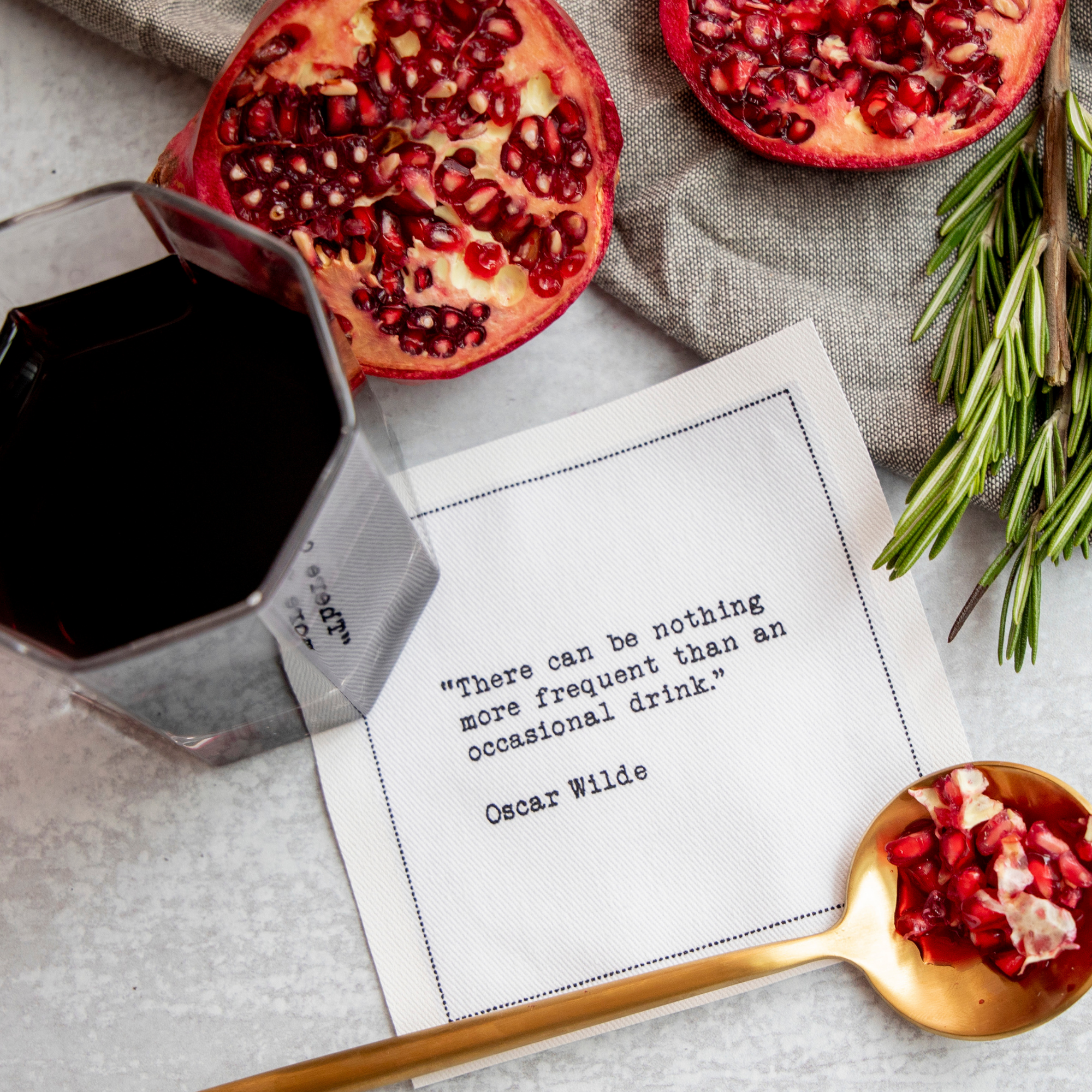 Five Star Napkins Inc. - Drinking Quotes - White Cotton Cocktail Napkins  50x